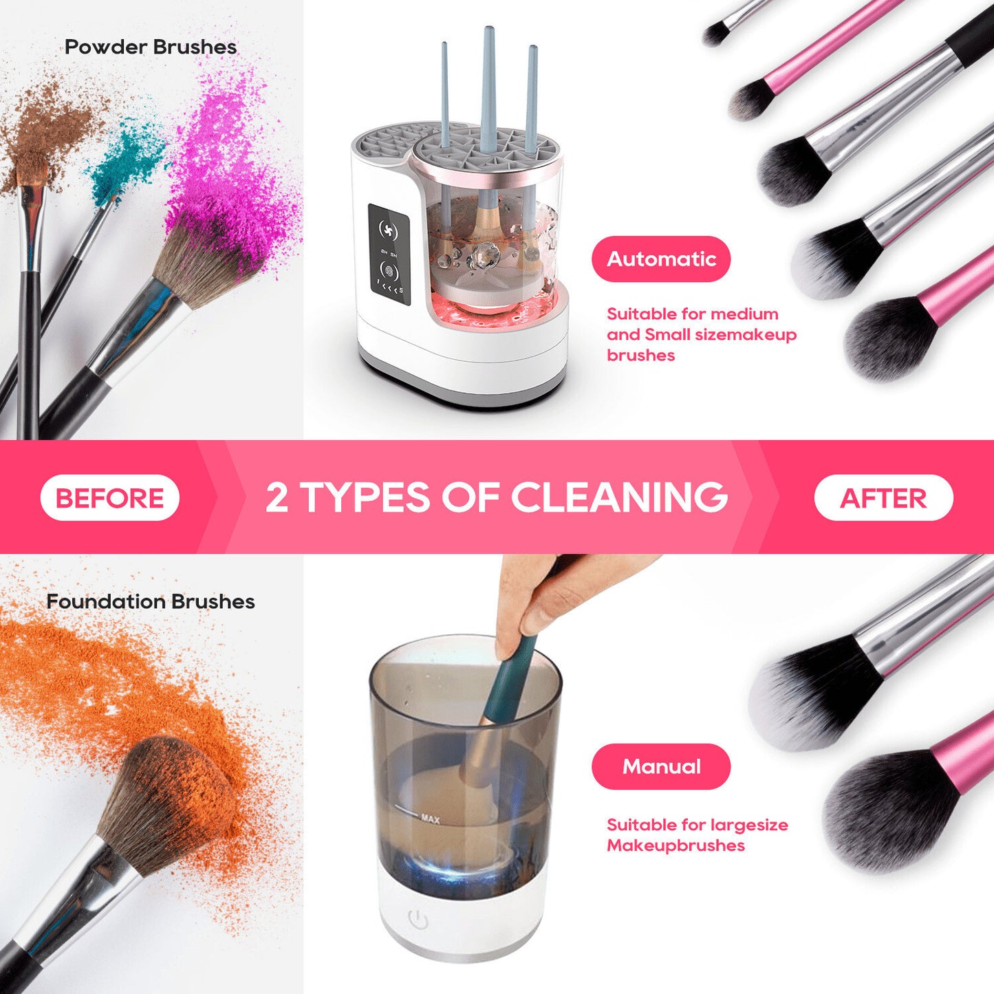 Oz Bargains™ Electric Makeup Brush Cleaner & Dryer – Fits All Brush Types